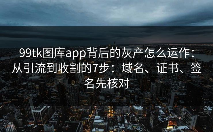 99tk图库app背后的灰产怎么运作:从引流到收割的7步:域名、证书、签名先核对 99tk图库app背后的灰产怎么运作:从引流到收割的7步:域名、证书、签名先核对