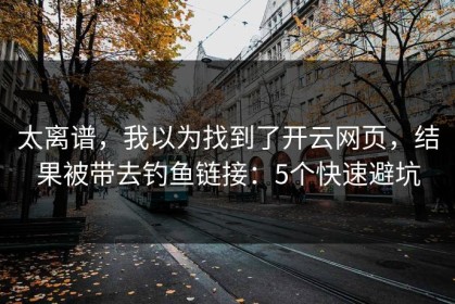 太离谱，我以为找到了开云网页，结果被带去钓鱼链接：5个快速避坑