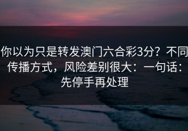 你以为只是转发澳门六合彩3分？不同传播方式，风险差别很大：一句话：先停手再处理