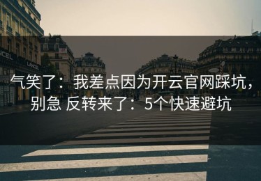 气笑了：我差点因为开云官网踩坑，别急 反转来了：5个快速避坑