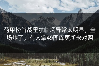 荷甲榜首战里尔临场异常太明显，全场炸了，有人拿49图库更新来对照
