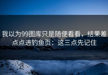 我以为99图库只是随便看看，结果差点点进钓鱼页：这三点先记住