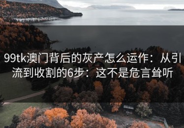 99tk澳门背后的灰产怎么运作：从引流到收割的6步：这不是危言耸听