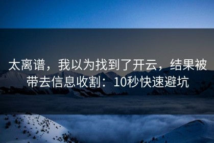 太离谱，我以为找到了开云，结果被带去信息收割：10秒快速避坑