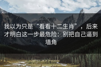 我以为只是“看看十二生肖”，后来才明白这一步最危险：别把自己逼到墙角