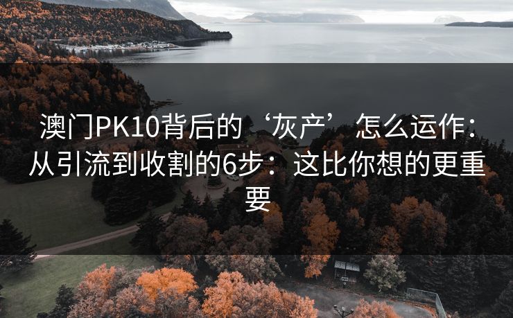 澳门PK10背后的‘灰产’怎么运作：从引流到收割的6步：这比你想的更重要