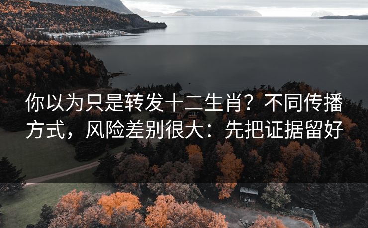 你以为只是转发十二生肖？不同传播方式，风险差别很大：先把证据留好